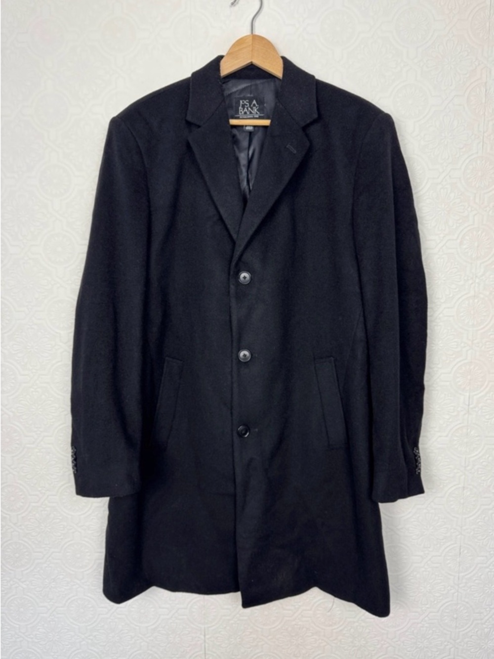 Jos. A. Bank Men's Black Single-Breasted Wool  Coat 42R